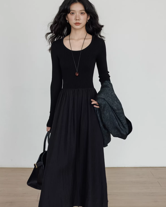 Crew Neck Flare Dress VAS0180