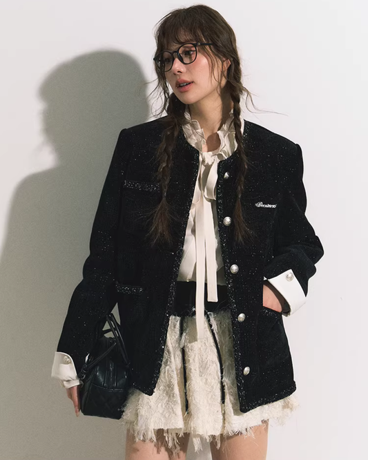 Silver Button Tweed Jacket RCR0011