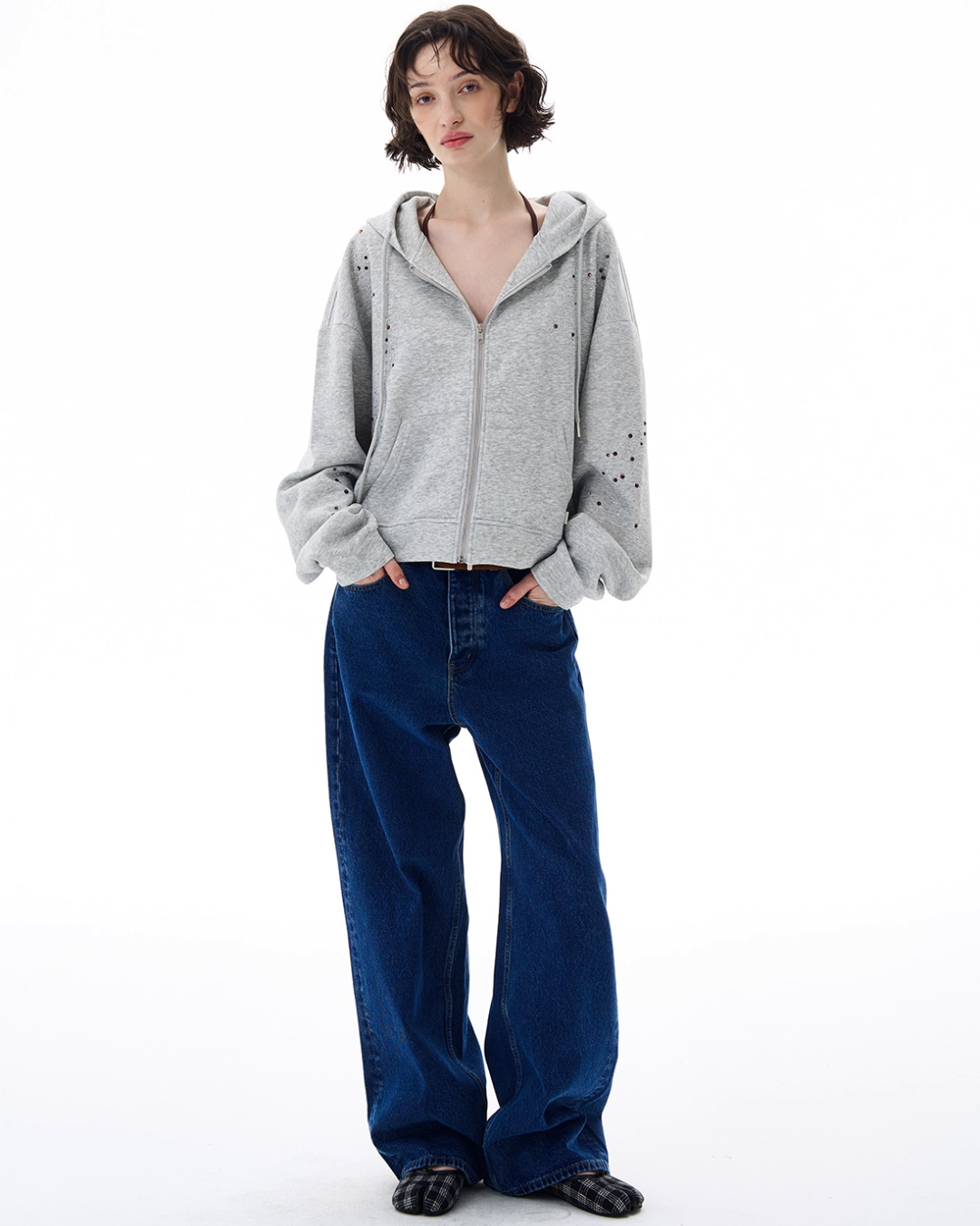 Shiny Sequin Zip Up Hoodie WLS0002