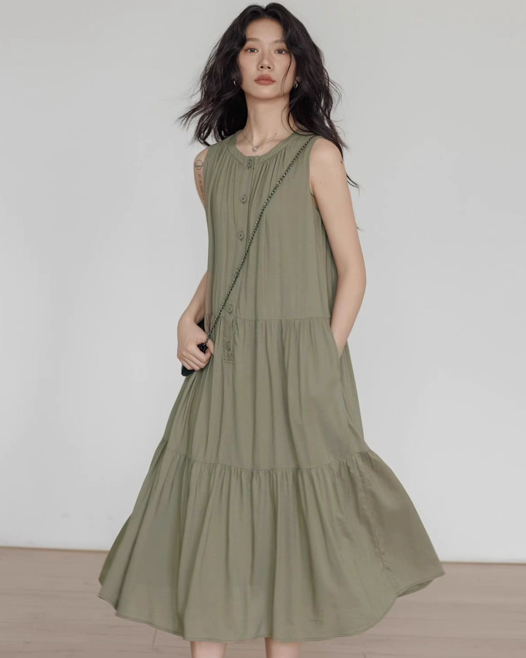 Tiered Gathered Long Dress VAS0119
