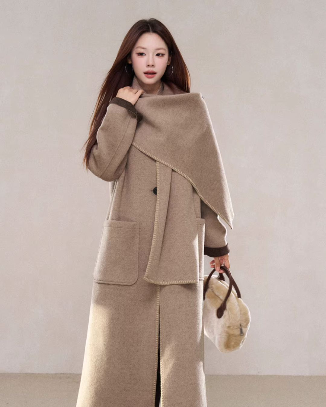 Scarf Collar Wool Coat WDB0004
