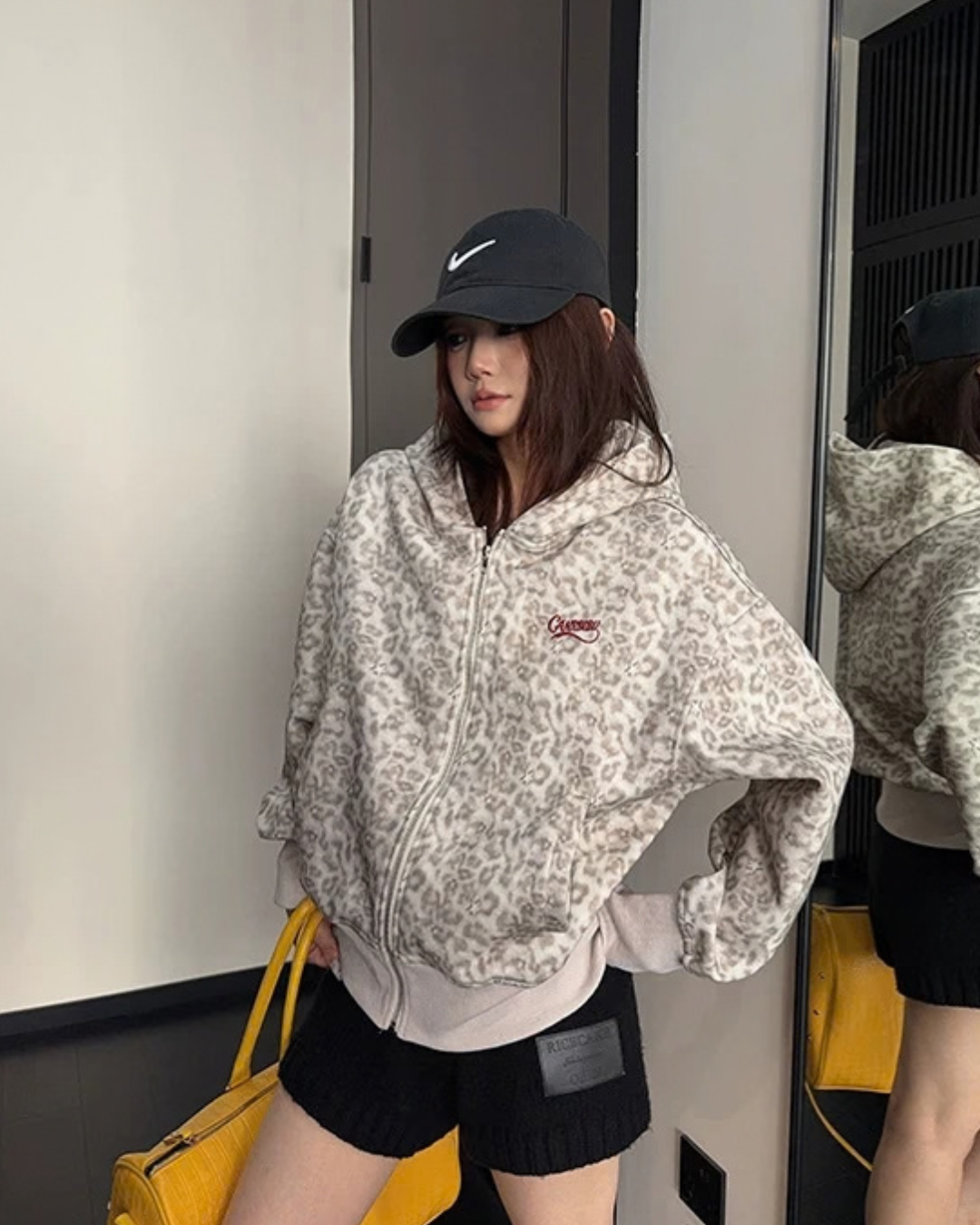 Leopard Print Zip Hoodie YLS1048