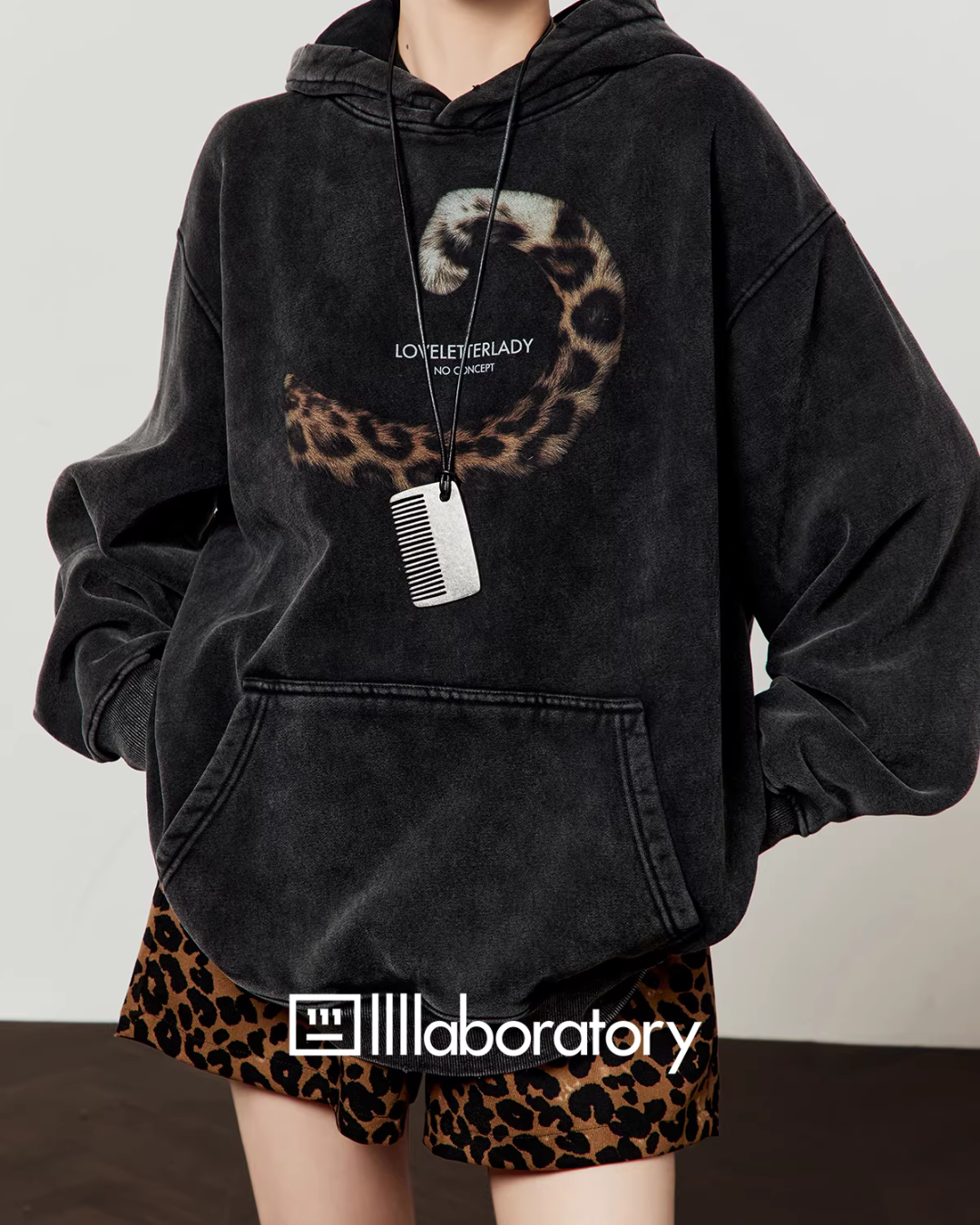 Leopard Tail Print Hoodie / Leopard Mini Skirt LLA0591