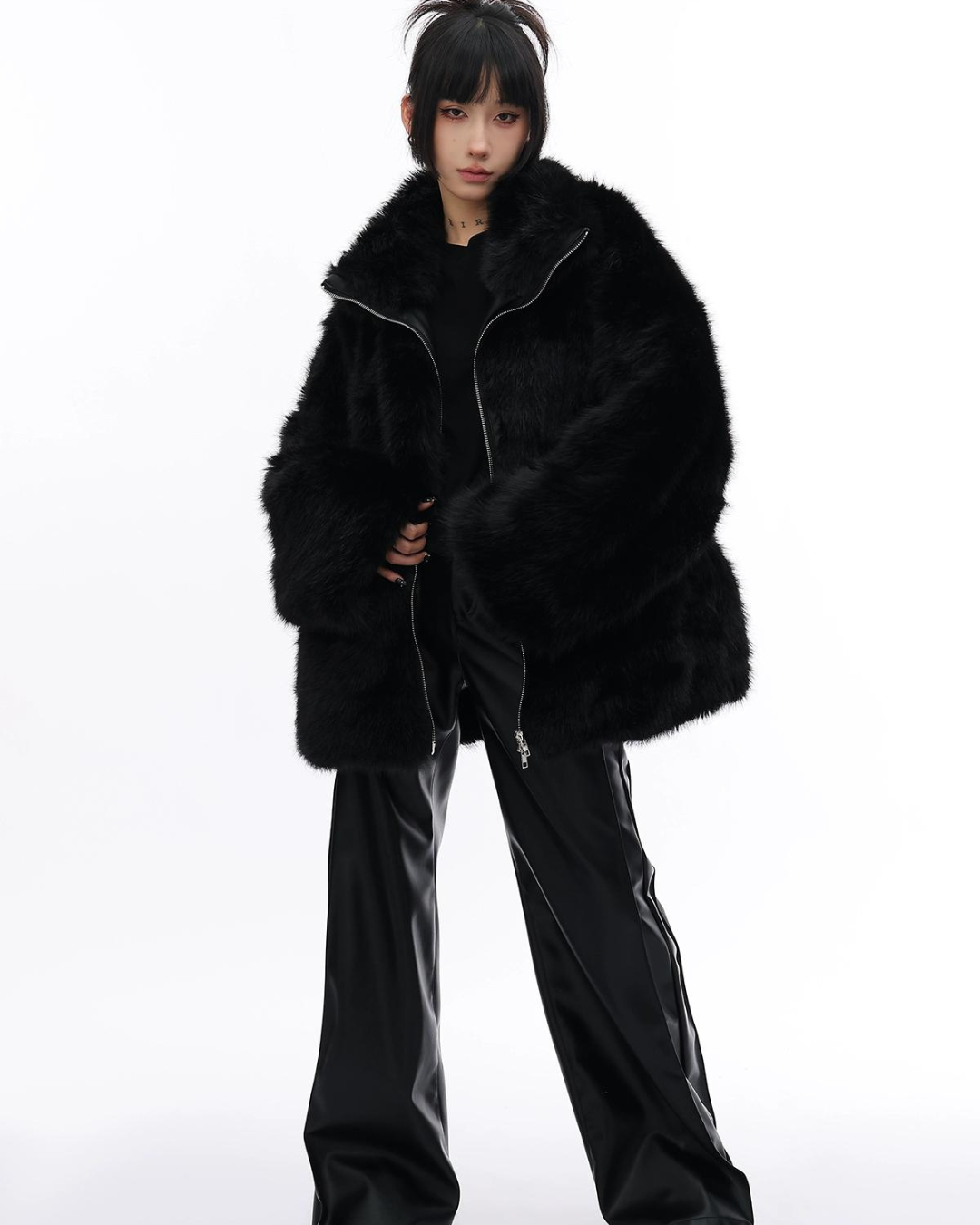 Colored faux fur coat top zara