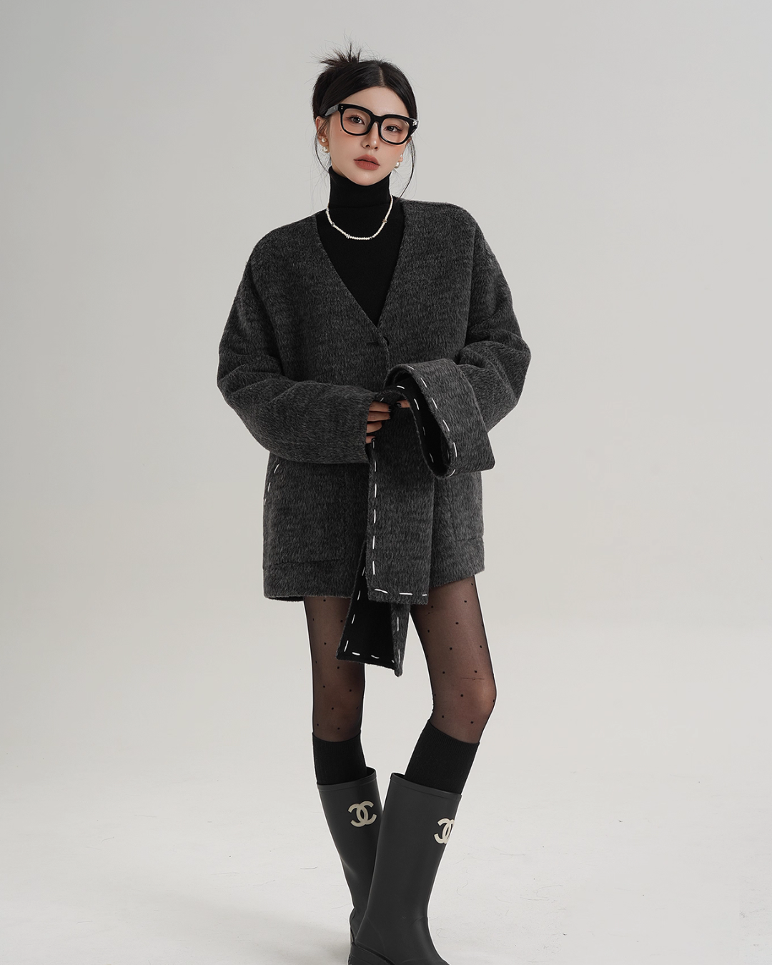 Scarf Mid-Length Wool Coat SRS0383