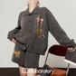 Leopard Print Knit Cardigan / Shorts LLA0552