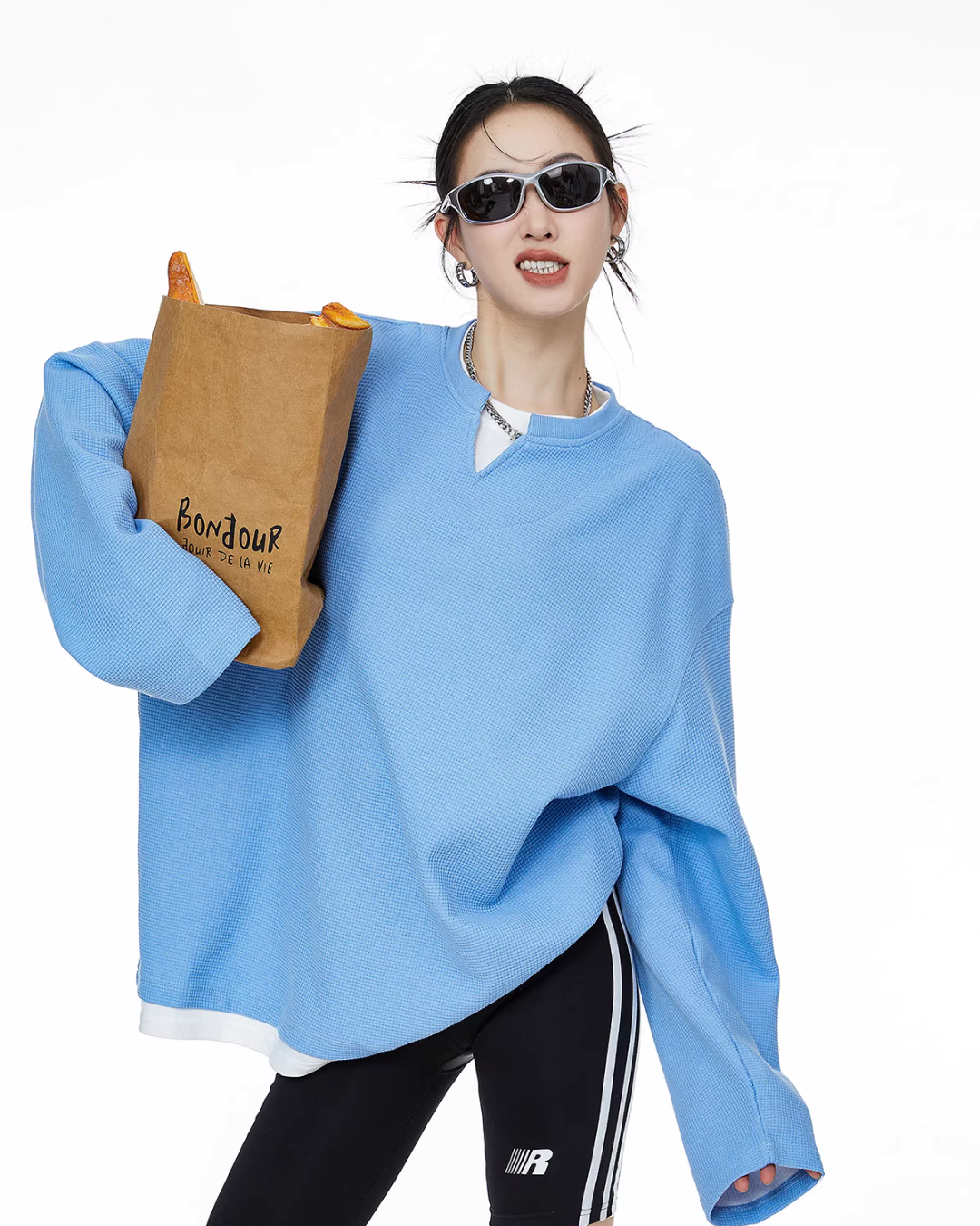 Henry Neck Long Sleeve Top ICM0078