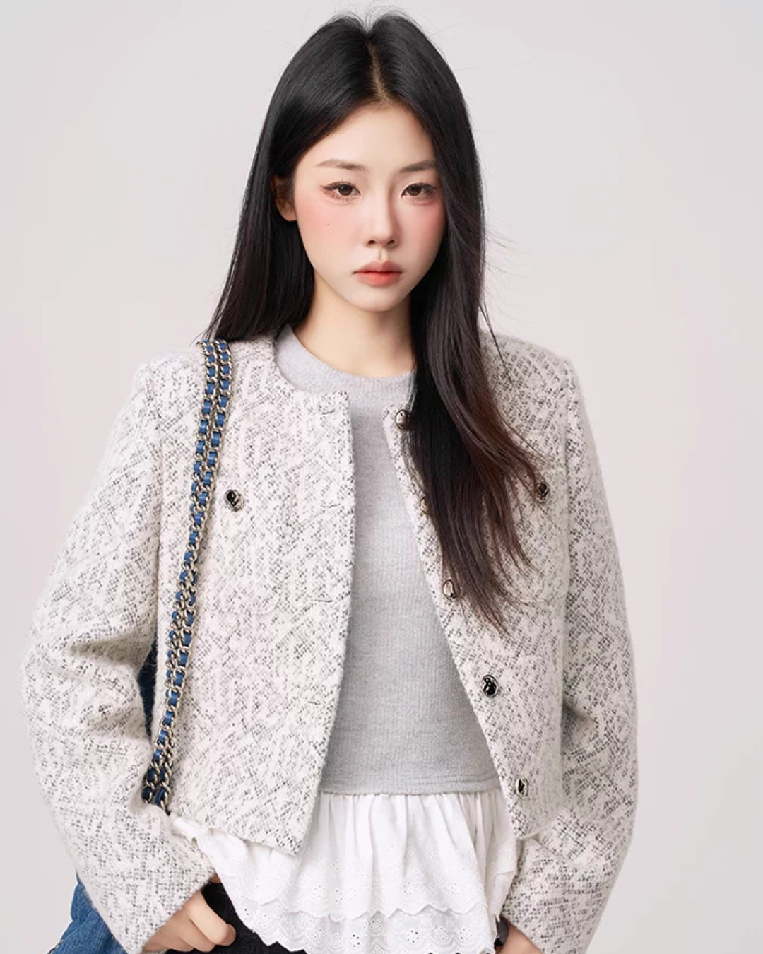 Feminine Short Tweed Jacket WDB0019