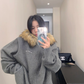 Fur Hood Knit Hoodie YLS0979