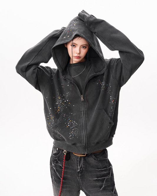 Vintage Sequin Zip Hoodie BWA0001