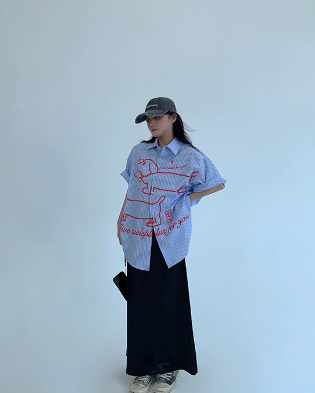 Dog Print Striped Shirt YLS0893