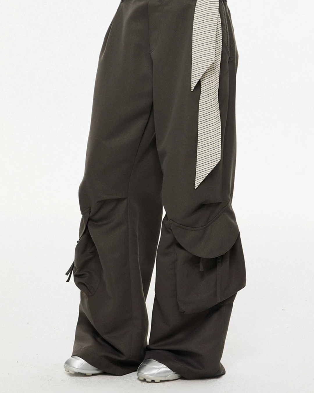 Gingham Sash Belt Wide Cargo Pants EZK0104