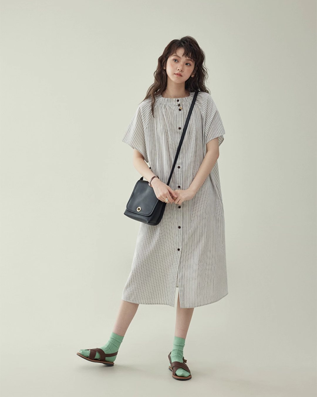 French Striped Shirt Dress  AMU0038