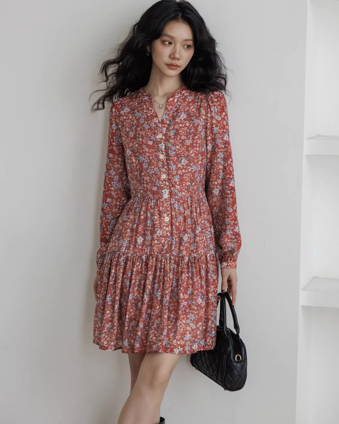V-Neck Floral Dress VAS0193