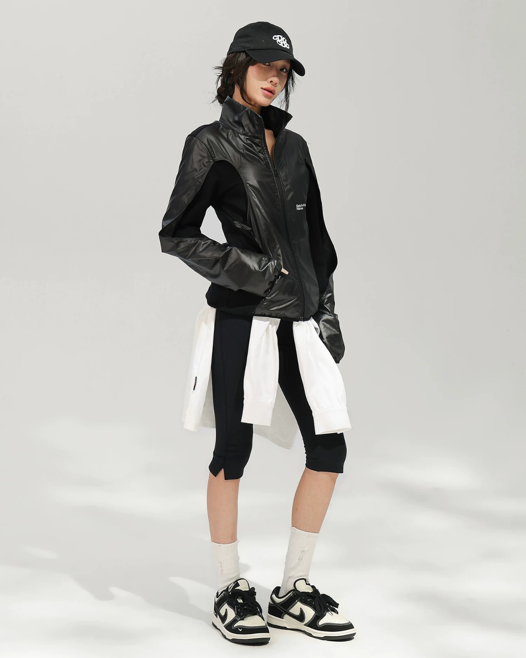 Mixed Material Zip-Up Tech Jacket ACS0386