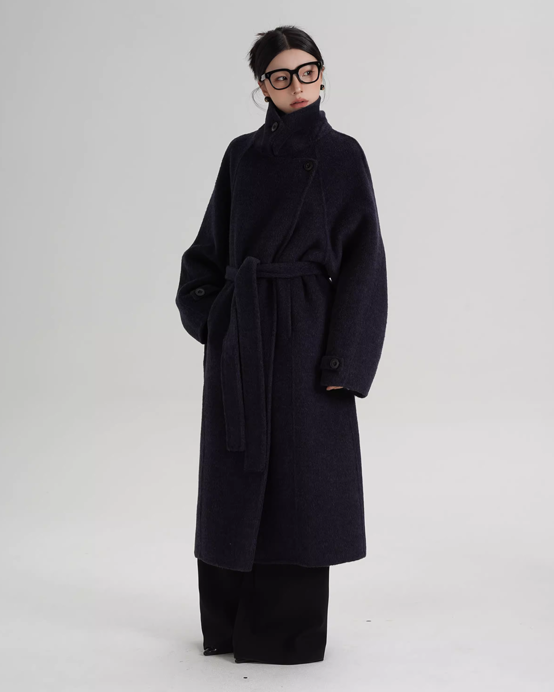 Stand Collar Long Loose Wool Coat SRS0361