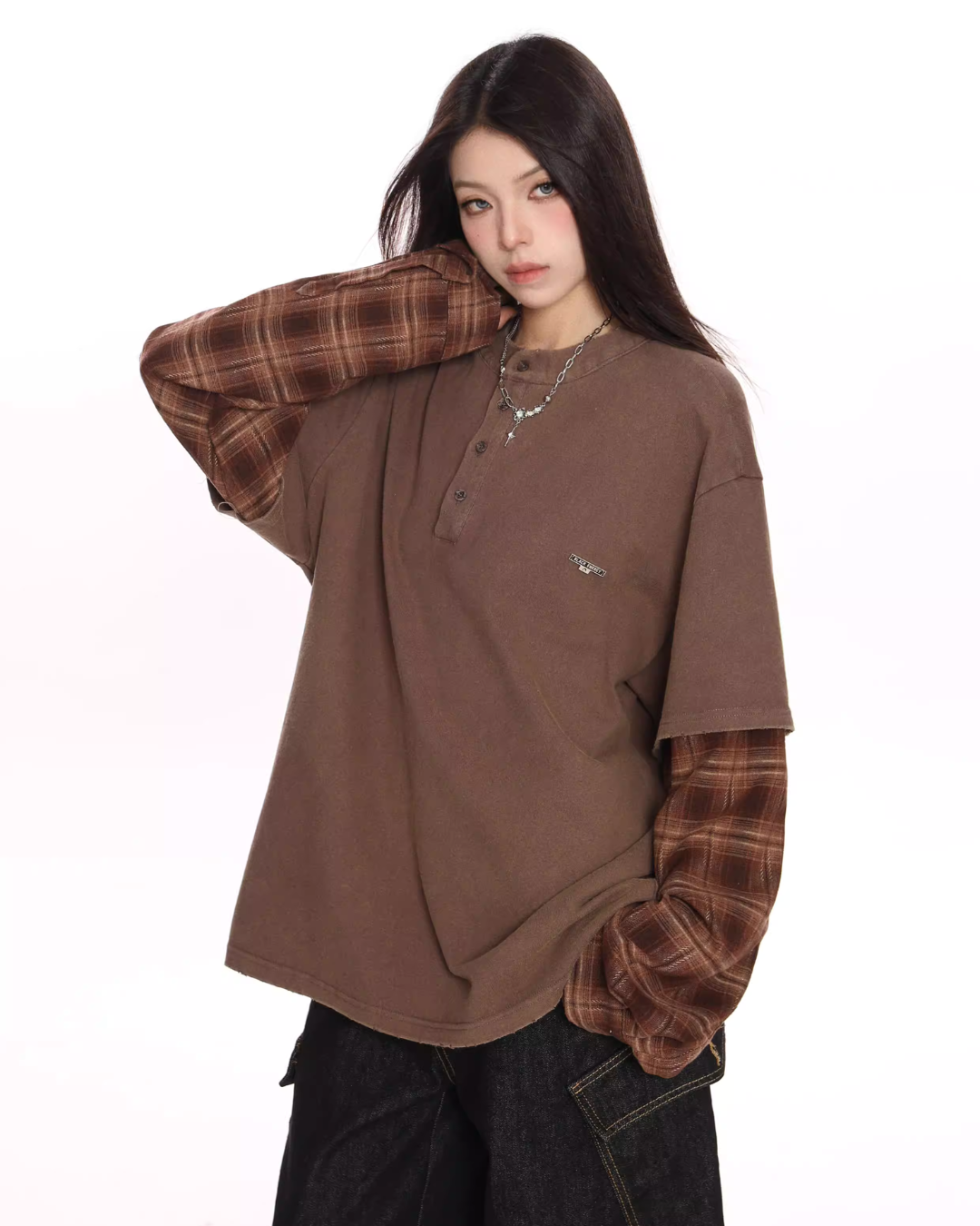 Plaid Two-Piece Long Sleeve T-Shirt BGS0046