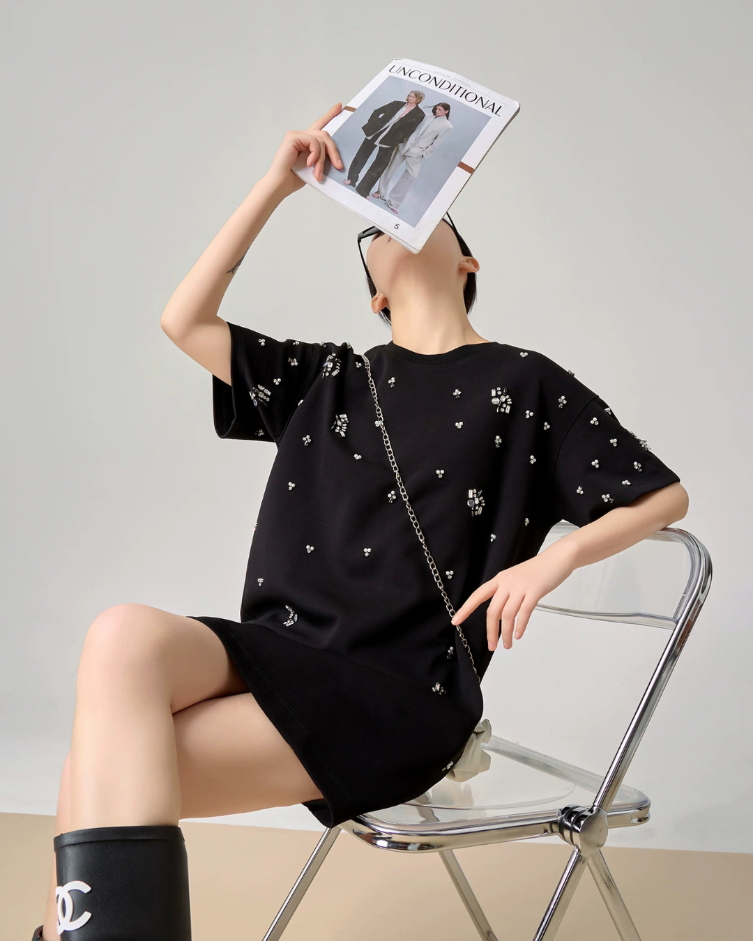 Rhinestone T-shirt Dress FER0124
