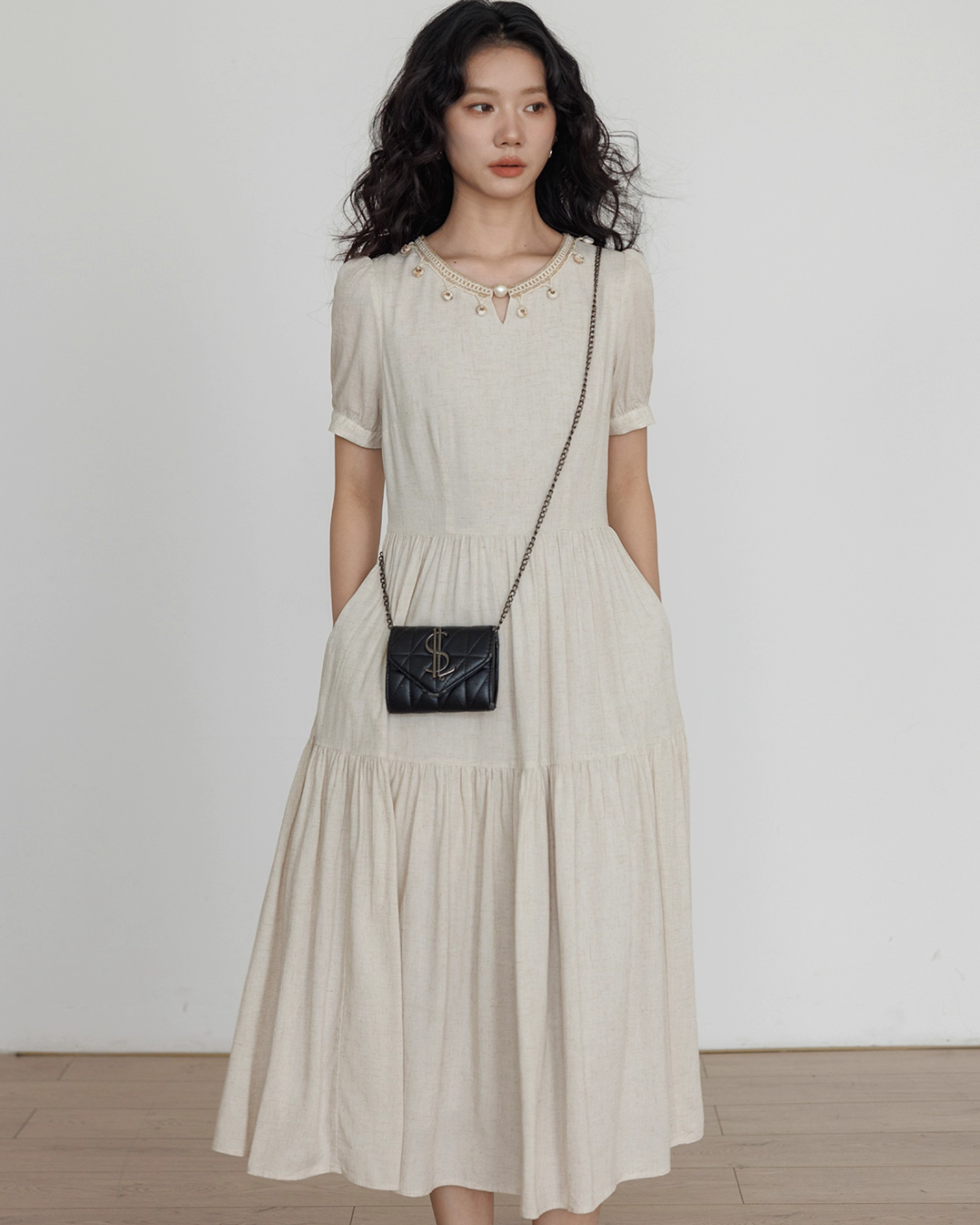 Round Neck Linen Long Dress VAS0132