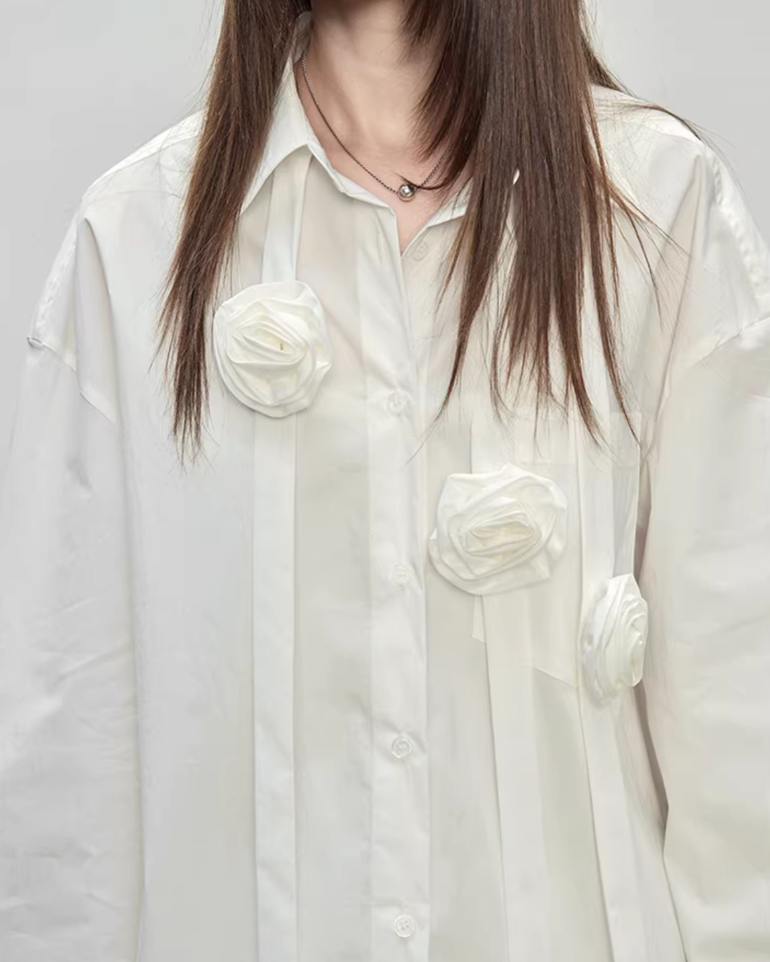 Ribbon Design Handmade Flower Shirt TEO0001