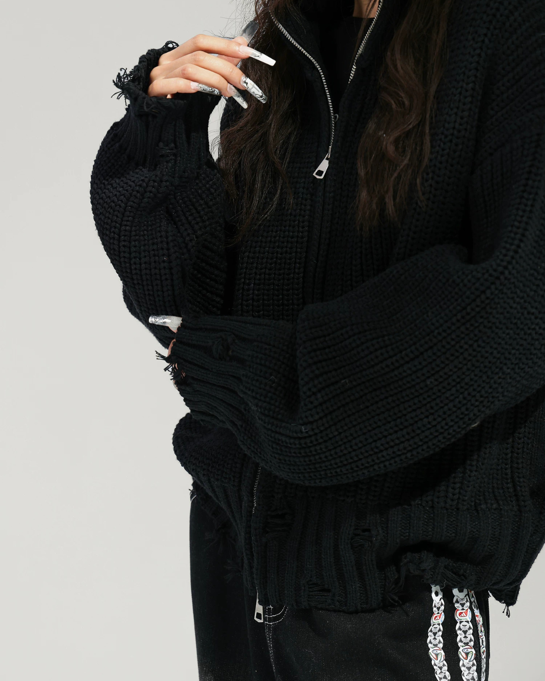 Stand Collar Zip-Up Knit Jacket ACS0389