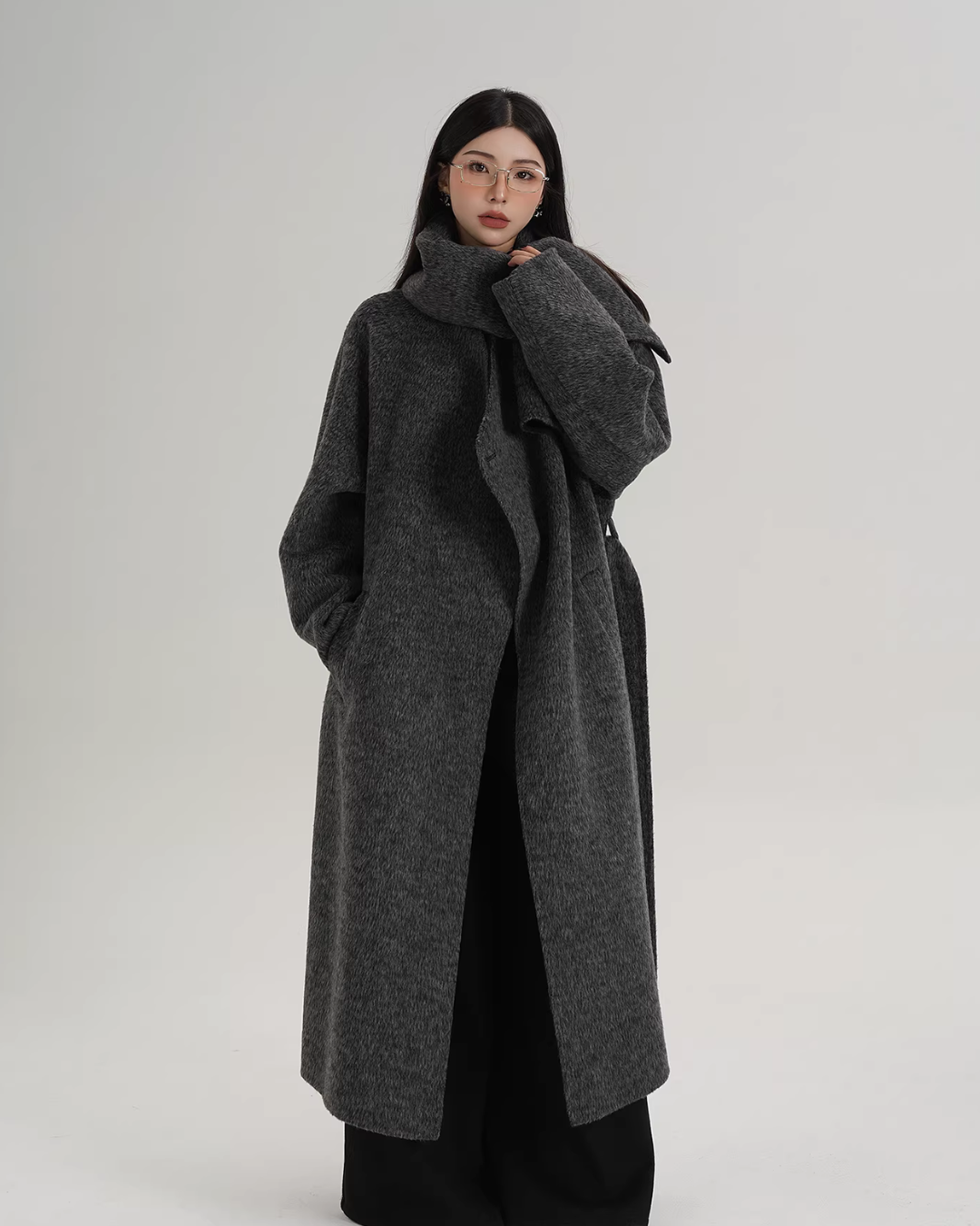 Scarf Design Long Wool Coat SRS0409