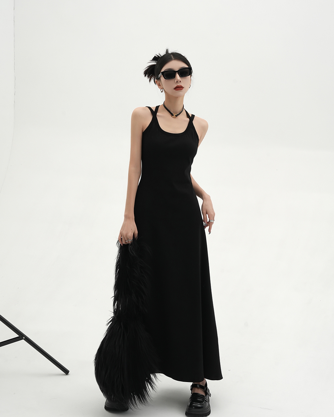 Street Slim Black Camisole Dress SRS0001