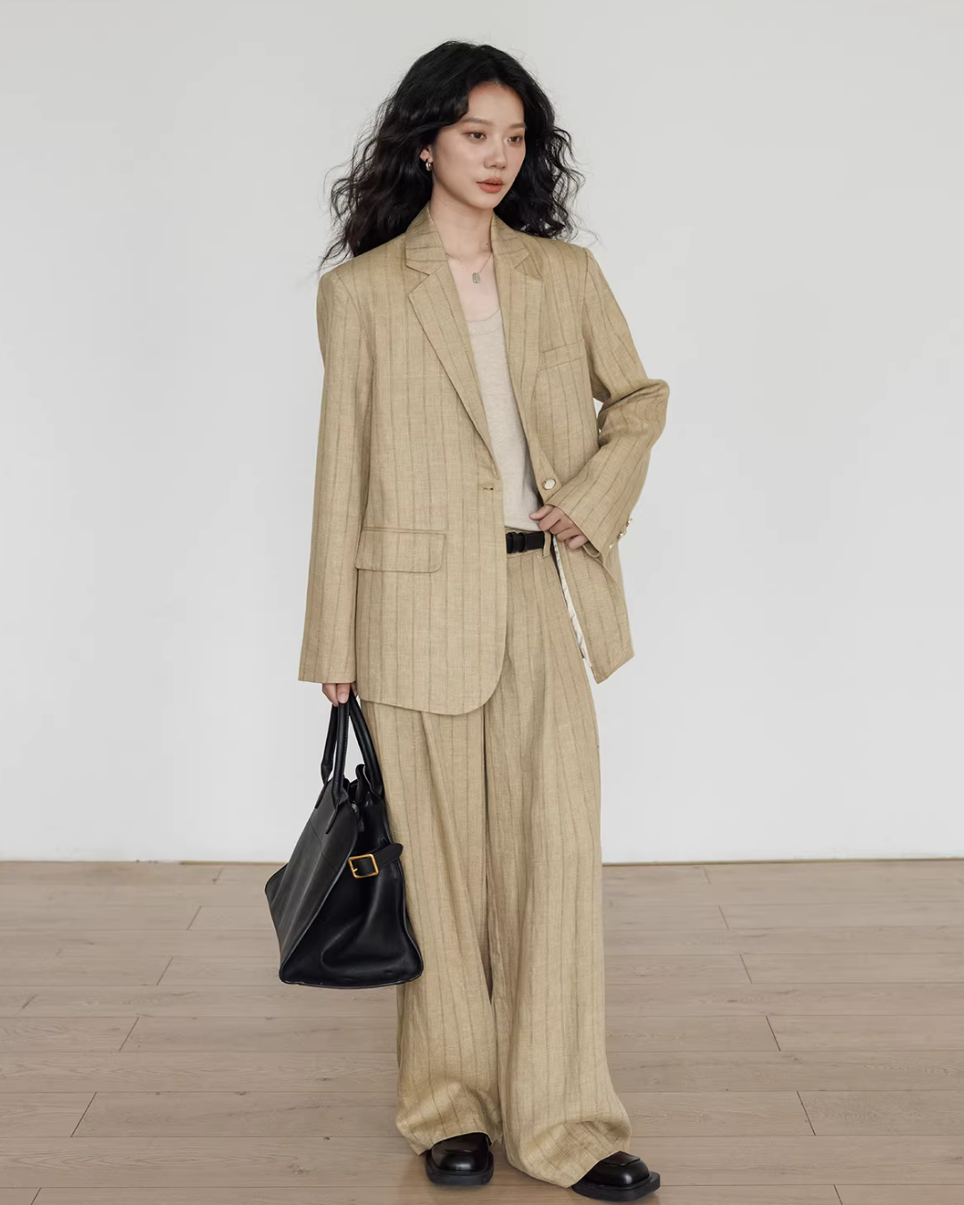 Stripe Design Blazer Jacket / Casual Wide Pants VAS0189