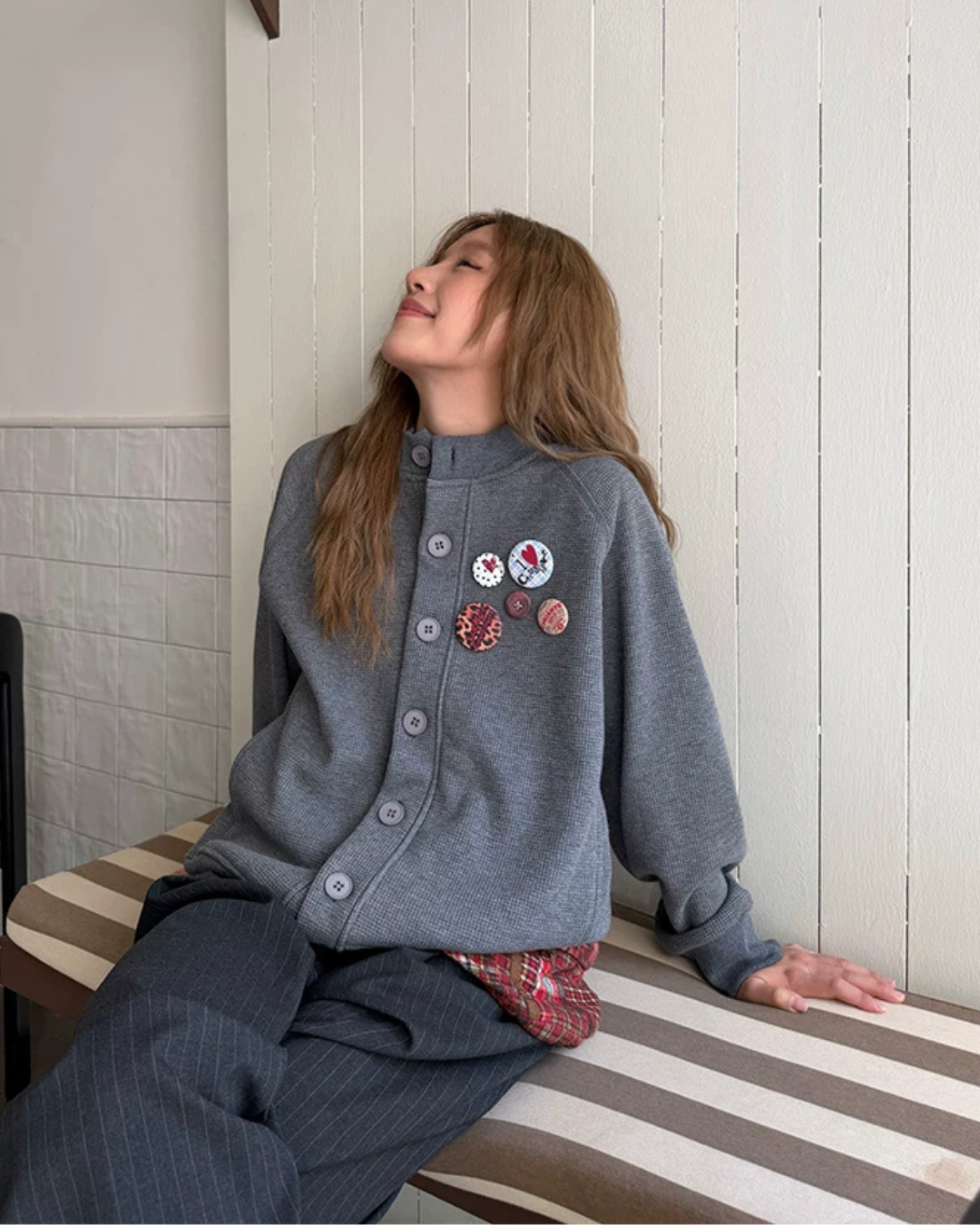 Waffle Badge Fleece-Lined Hoodie CYE0104