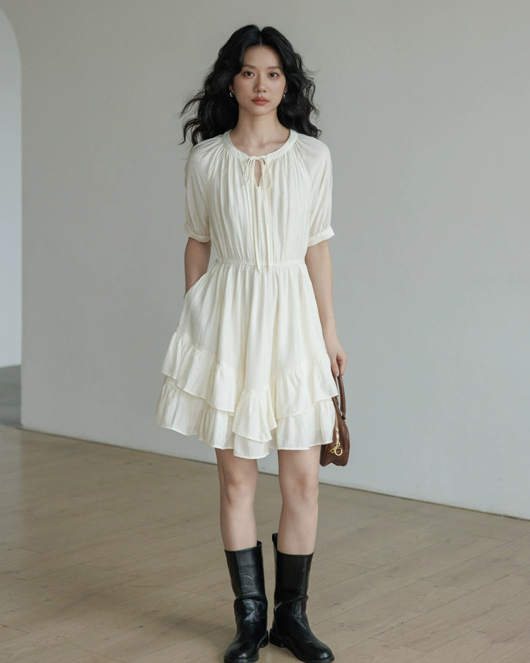 V-Neck Tiered Mini Dress VAS0201
