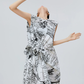 Hand-Drawn Floral Print Dress FER0289