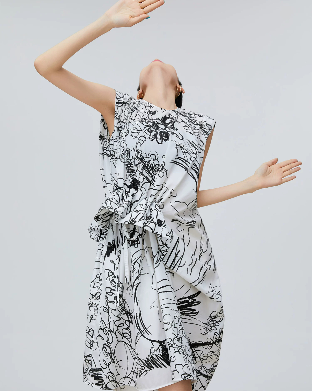 Hand-Drawn Floral Print Dress FER0289