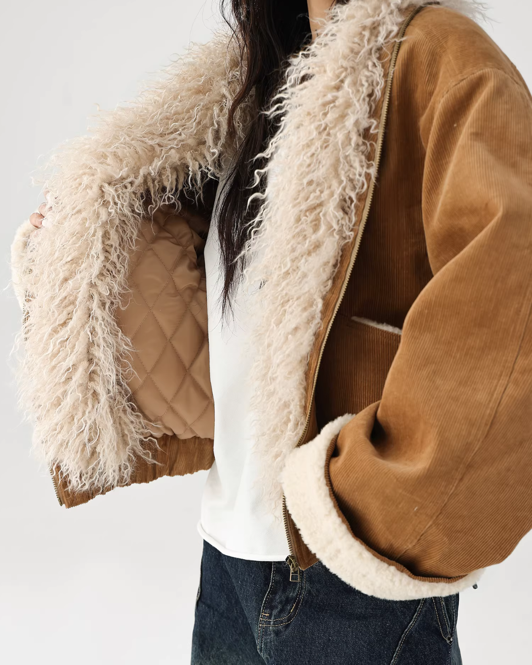 Fake Mouton Suede Coat ACS0356