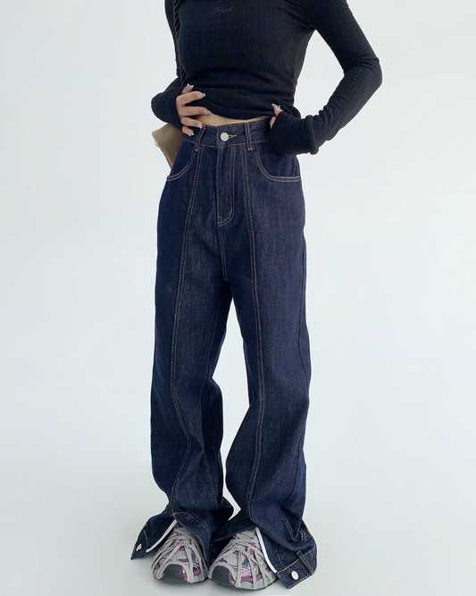 Stitch Design Wide Denim Pants YLS0540