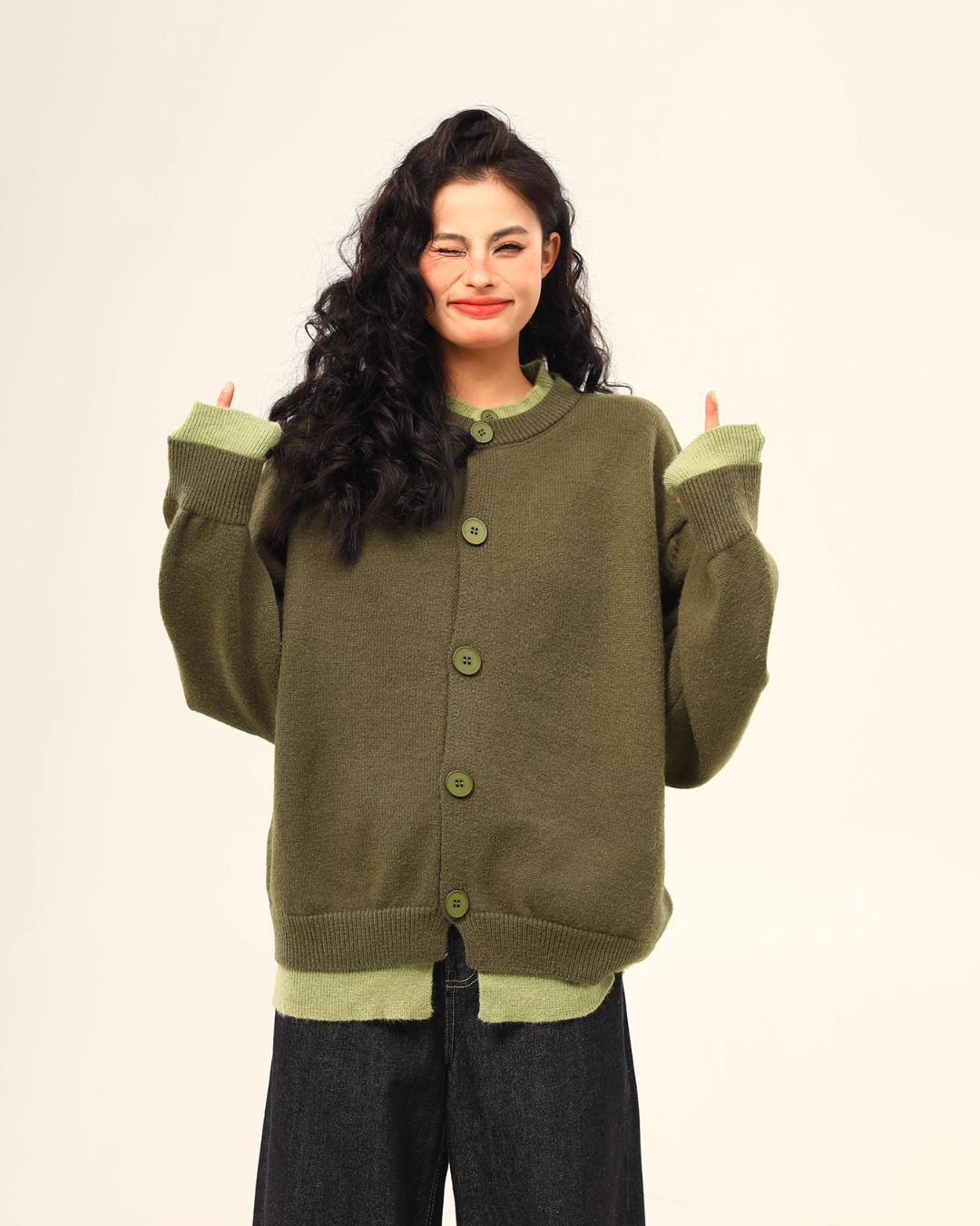 Round Neck Knit Cardigan WDZ0035