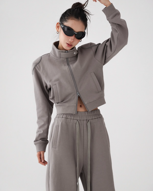 Stand Collar Zip Jacket / Casual Wide Pants ACS0227