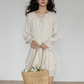 Round Neck Linen Long Sleeve Dress VAS0152