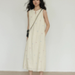 Flower Embroidery Pearl Button Long Dress VAS0203