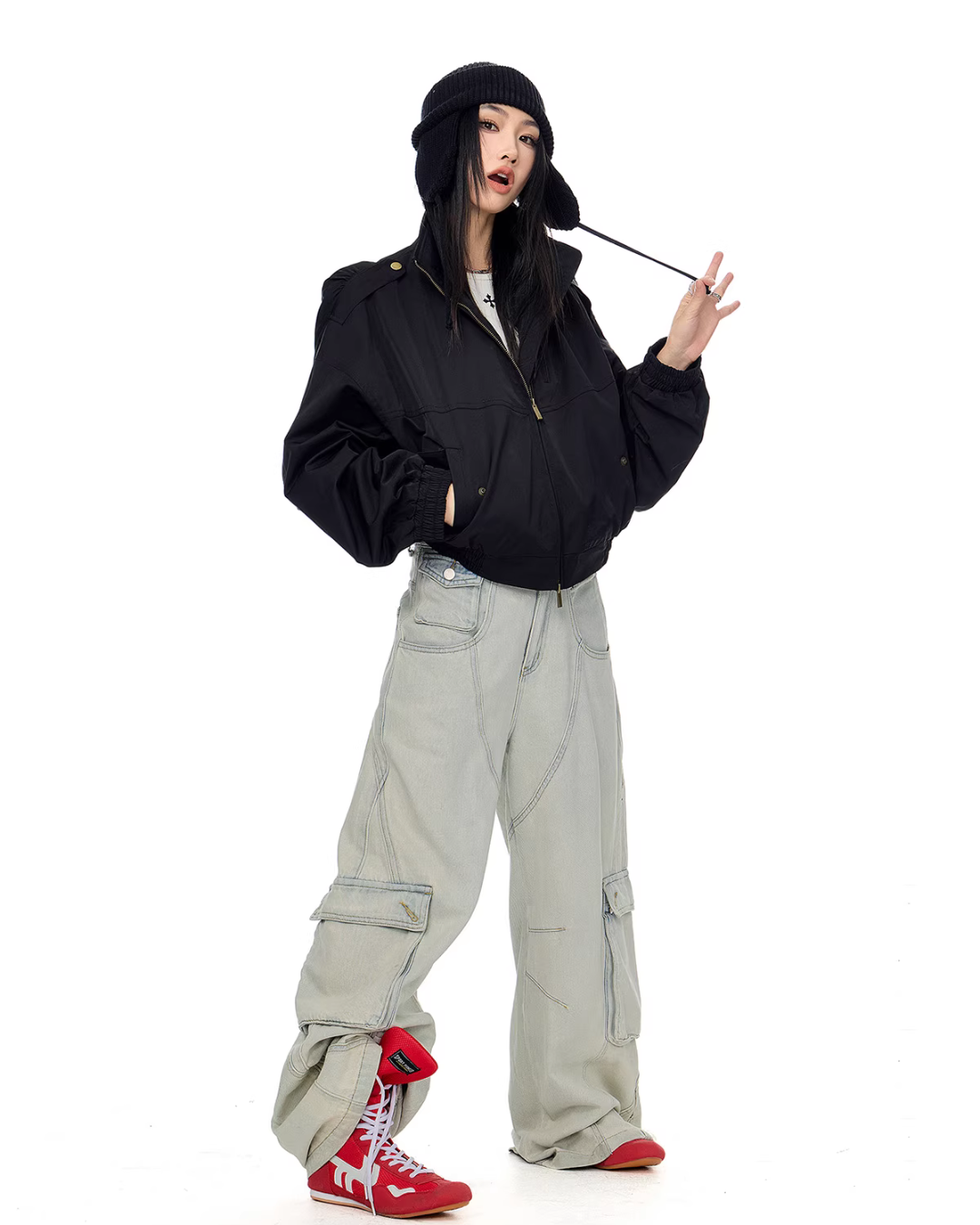 Stand Collar Cropped Jacket ICM0087