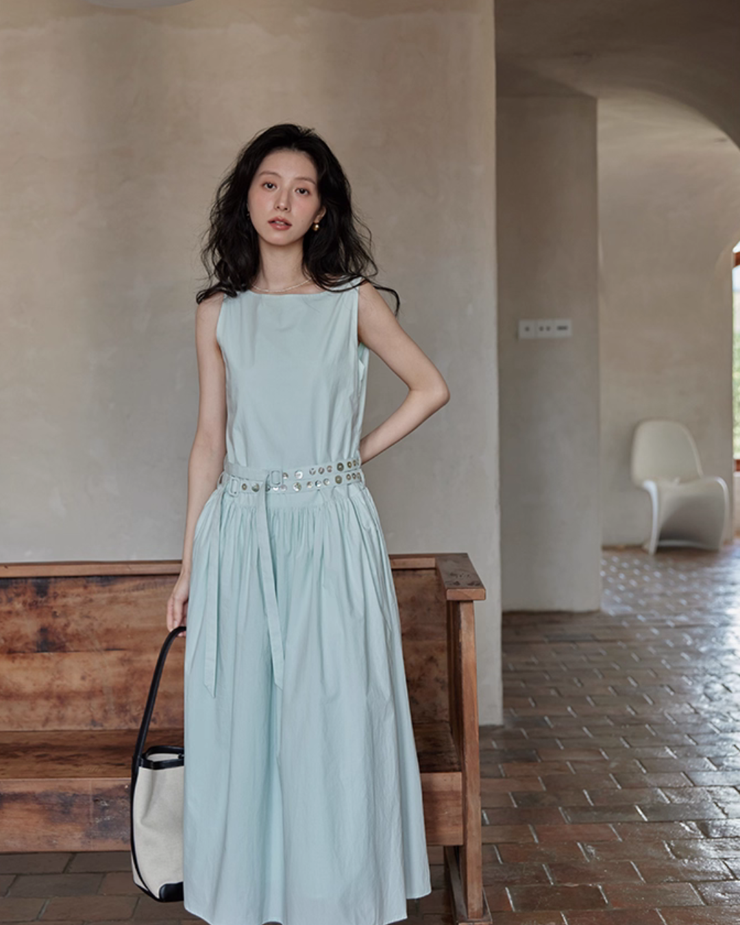 Two Stripe Belt Pastel Dress SMS0014