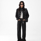 High Neck Stitch Denim Jacket / Wide Denim Pants ACS0265
