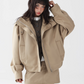 Khaki Cargo Stand Collar Jacket / Mini Skirt ACS0238