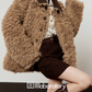 Faux Mouton Coat / Leopard Print Mini Skirt LLA0557