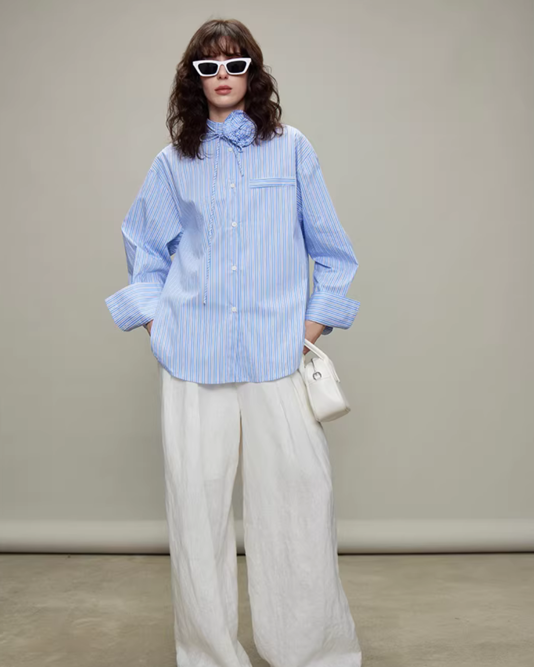 Rose Stripe Loose Shirt TEO0011