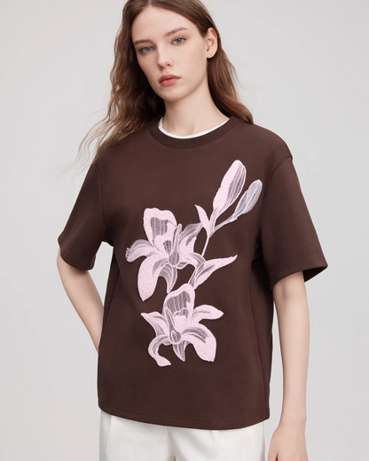 Flower Print Short Sleeve T-Shirt ELE0008