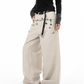 Floral Embroidery Wide Denim Pants ICM0116