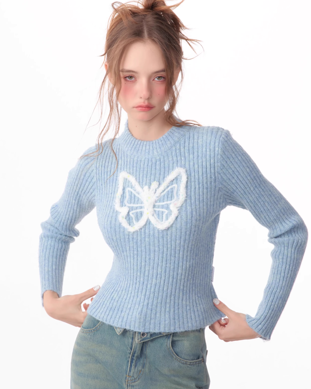 Butterfly Rib Knit Tops ZZF0351