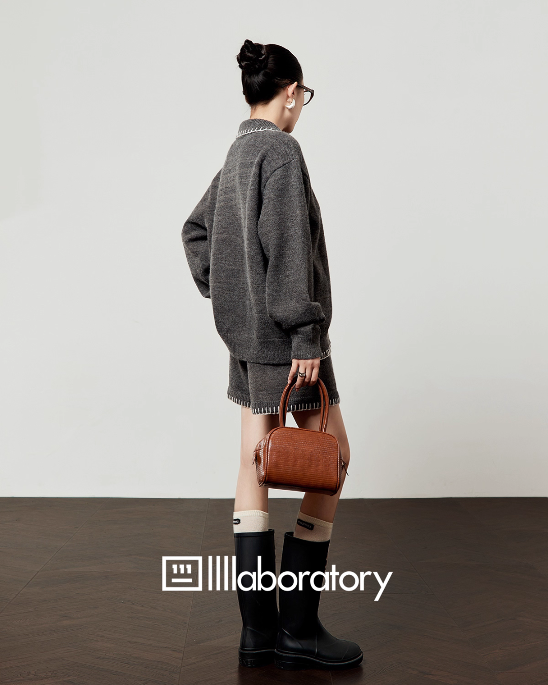 Dark Gray Knit Cardigan & Casual Shorts LLA0545