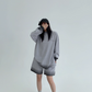 Gradient Loose Long Sleeve Top / Half Pants YLS0885