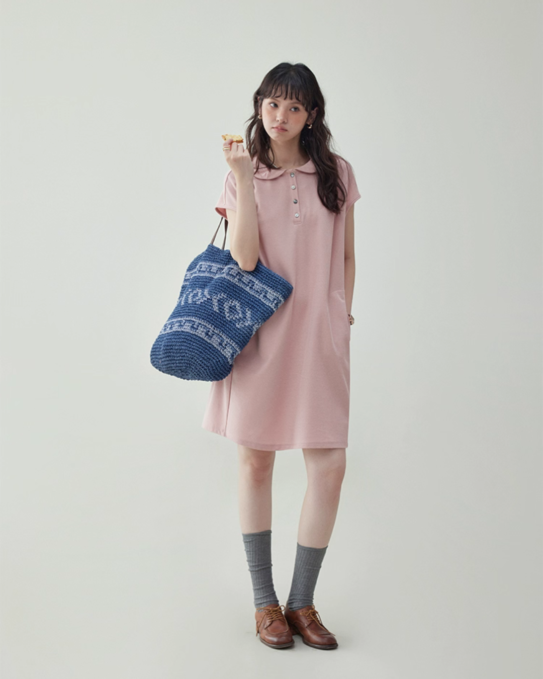 Round Collar Pastel Pink Dress AMU0026